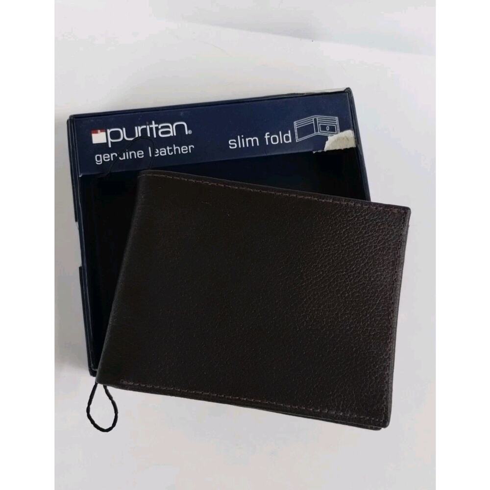 Puritan New In Box Genuine Leather BROWN Bi-fold Classic Minimalist Wallet